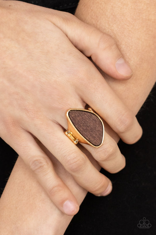Paparazzi Ring - Perfectly Petrified - Gold - Brown