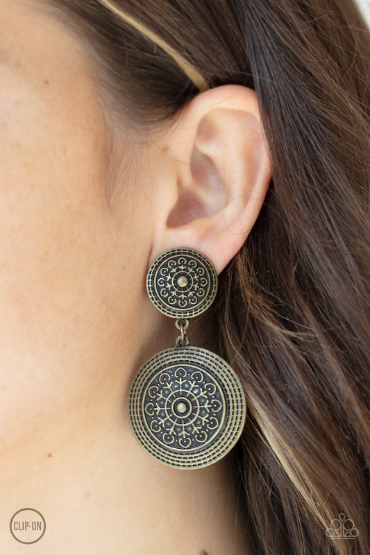Paparazzi Earrings - Magnificent Medallions - Brass